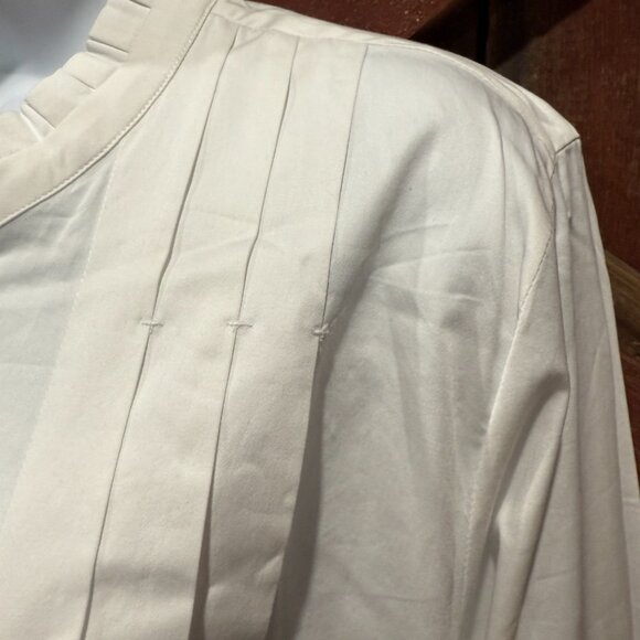 Soft Surroundings Poetic Button Up Shirt Women 1X White Cotton Ruffle Pleated - Picture 5 of 16